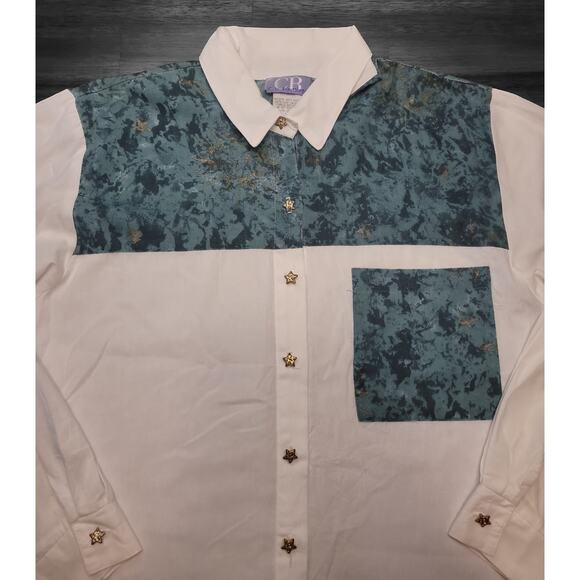 VTG CB Elements Western Floral White Button‑Down Shirt Large (46” Chest) – EUC - Picture 4 of 8